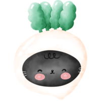 Cute cat vegetable png