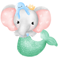 Elephant Mermaid watercolor png