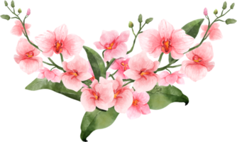 bouquet di fiori di orchidea rosa acquerello png