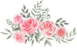 roze roos bloemboeket arrangement aquarel png