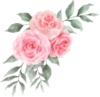 acquerello di composizione di bouquet di fiori di rose rosa png