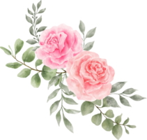 acquerello di composizione di bouquet di fiori di rose rosa
