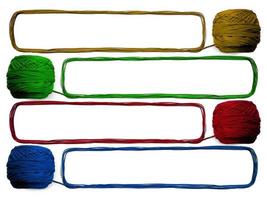 four of knitting yarn on white background photo