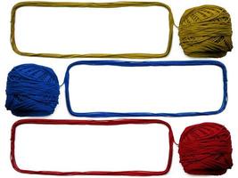 Three of knitting yarn on white background photo