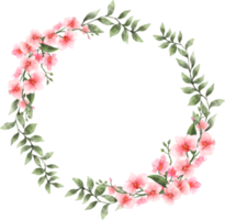 Pink Orchid Flower Wreath Watercolor Wedding png