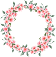 Pink Orchid Flower Wreath Watercolor Wedding png
