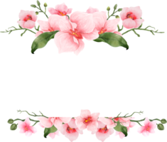 cadre aquarelle fleur d'orchidée rose png
