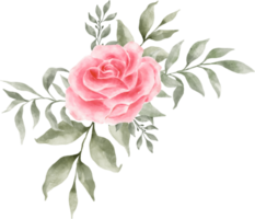 acquerello di composizione di bouquet di fiori di rose rosa png