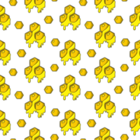 gouttes de miel sucré, nid d'abeille jaune vif avec du miel, motif carré harmonieux en style cartoon png