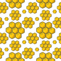 zarter Druck, gelbe Wabe mit Honig, nahtloses quadratisches Muster im Cartoon-Stil png