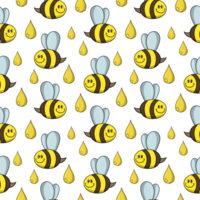 Cute little bee collects honey, seamless Square Pattern , Print for Kids png