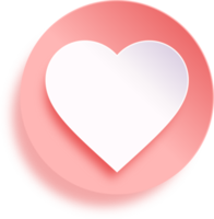 bouton coeur en cercle rose png