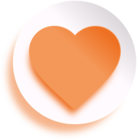 coração laranja no botão de círculo png