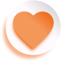 oranje hart in cirkel knop png