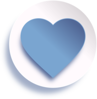 blauw hart in cirkel knop png