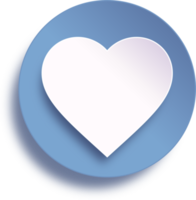 corazón en botón de círculo azul png