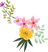 bouquet floral tropical rose vif et jaune png