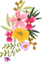 Bright Pink and Yellow Tropical Floral Bouquet png