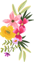 ramo floral tropical rosa y amarillo brillante png
