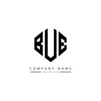 BUE letter logo design with polygon shape. BUE polygon and cube shape logo design. BUE hexagon vector logo template white and black colors. BUE monogram, business and real estate logo.