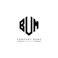 BUM letter logo design with polygon shape. BUM polygon and cube shape logo design. BUM hexagon vector logo template white and black colors. BUM monogram, business and real estate logo.