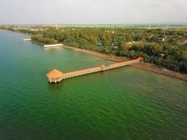 Beautiful aerial view, Pier on the beach, Pemalang-Central Java-Indonesia. photo