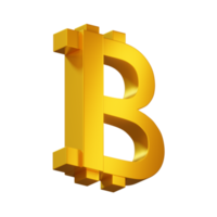 logotipo dorado de bitcoin 3d png