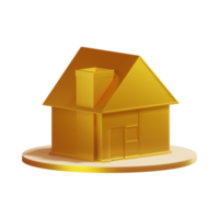 3D golden house icon png