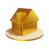 icono de la casa dorada 3d png