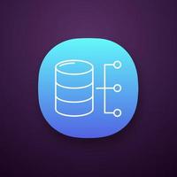 Relational database app icon. Big data. Server. UI UX user interface. Web or mobile application. Vector isolated illustration