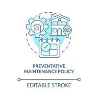 Preventative maintenance policy turquoise concept icon. Property protection abstract idea thin line illustration. Isolated outline drawing. Editable stroke vector