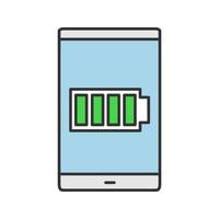 Smartphone high battery color icon. Battery charging. Isolated vector illustration