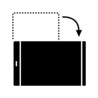 icono de glifo de rotación de pantalla de teléfono inteligente. símbolo de la silueta. cambio de orientación de la pantalla. espacio negativo. ilustración vectorial aislada vector