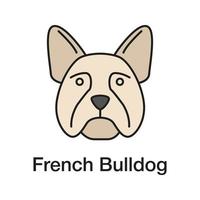 French Bulldog color icon. Frenchie. Utility dog breed. Isolated vector illustration