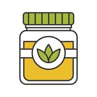 Tea jar color icon. Glass container with lid. Isolated vector illustration