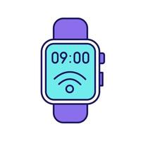 NFC smartwatch color icon. Near field communication. Smart wristwatch. Contactless technology. Isolated vector illustration