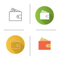 Account balance icon. Payment. Banking. Wallet with credit card. Flat design, linear and color styles. Isolated vector illustrations