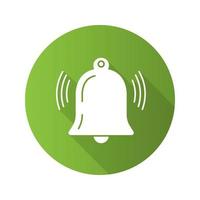 Active notification flat design long shadow glyph icon. Ringing bell. Reminder alarm. Vector silhouette illustration