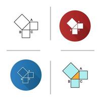 Geometry icon. Geometric figures. Mathematics. Squares. Flat design, linear and color styles. Isolated vector illustrations