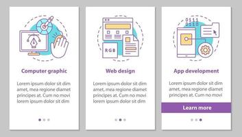 Digital technology onboarding mobile app page screen with linear concepts. Computer graphic, web design, app development steps graphic instructions. UX, UI, GUI vector template with illustrations