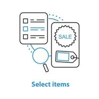 Select items concept icon. Market analyzing idea thin line illustration. Vector isolated outline drawing