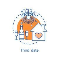 Third date concept icon. Romantic relationships idea thin line illustration. Wedding. Vector isolated outline drawing