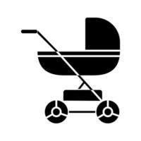 Baby carriage glyph icon. Pram, stroller. Silhouette symbol. Negative space. Vector isolated illustration