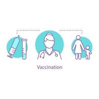 Vaccination concept icon. Pediatrics idea thin line illustration. Doctor. Medicine. Child clinic. Vector isolated outline drawing