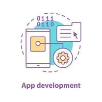 App development concept icon. Digital technology idea thin line illustration. File manager. Smartphone settings. Vector isolated outline drawing