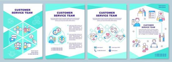 Customer service team brochure template. Satisfied clients. Booklet print design with linear icons. Vector layouts for presentation, annual reports, ads