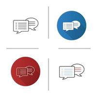 Speech bubbles icon. Chatting. Forum. Flat design, linear and color styles. Isolated vector illustrations