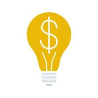 Business idea glyph color icon. Electric bulb with dollar sign. Successful commercial idea. Silhouette symbol on white background with no outline. Negative space. Vector illustration