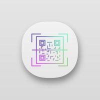 QR code scanner app icon. Quick response code. Matrix barcode scanning app. UI UX user interface. Web or mobile application. Vector isolated illustration