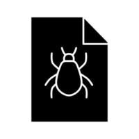 Bug report glyph icon. Software errors information. Silhouette symbol. Computer viruses statistics. Negative space. Vector isolated illustration